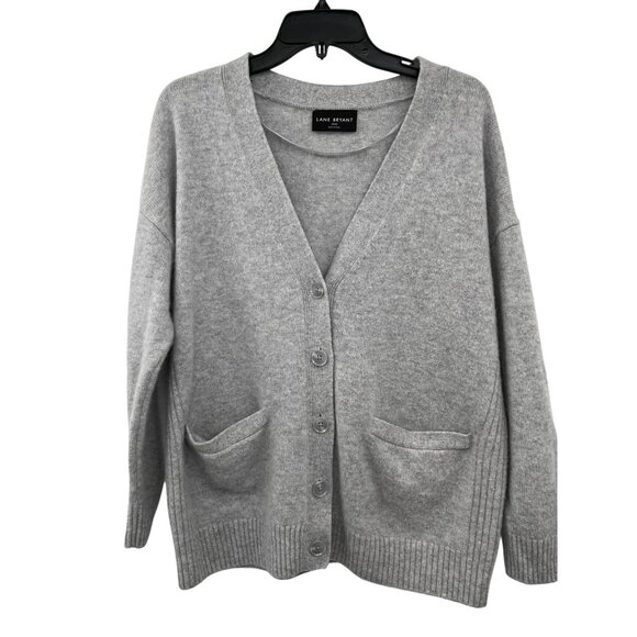 Lane Bryant Boyfriend Cardigan Womens 18/20 Gray 100% Cashmere Used - Picture 1 of 12